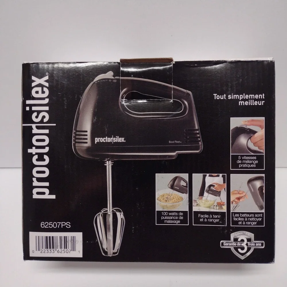 Proctor Silex 5 Speed Hand Mixer Black Bowl Rest 100W 62507PS New